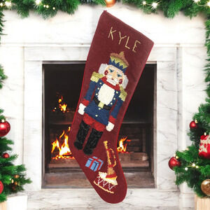 Vtg IMPERIAL ELEGANCE Wool Needlepoint Christmas Stocking Nutcracker 1991 *READ*